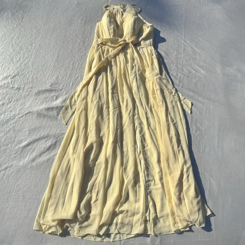 Elegant Yellow Flowy Maxi Dress US Women’s 16